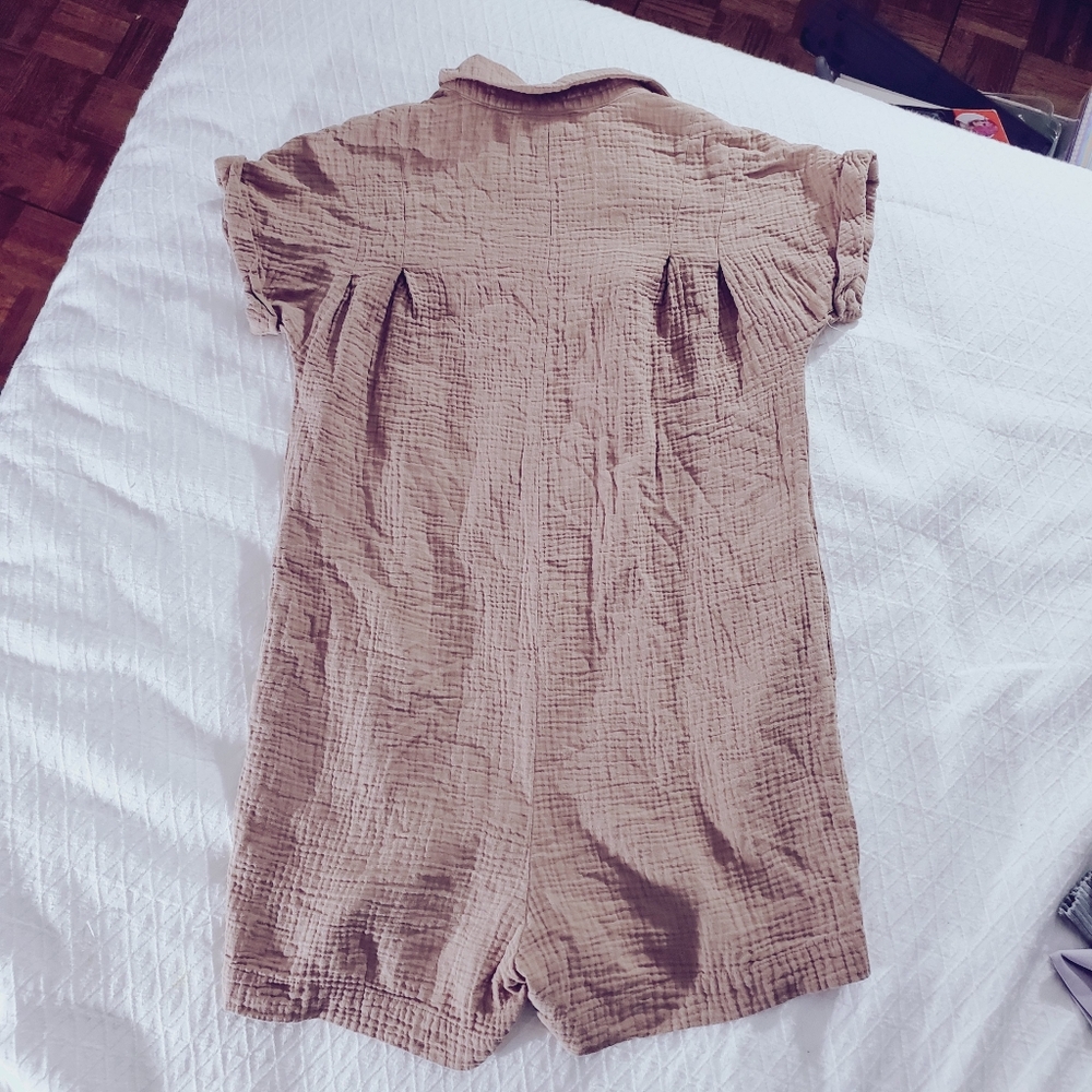 ICONE Par SIMONS Rare Taupe Gauze Organic Cotton Romper Shorts - Picture 5 of 16